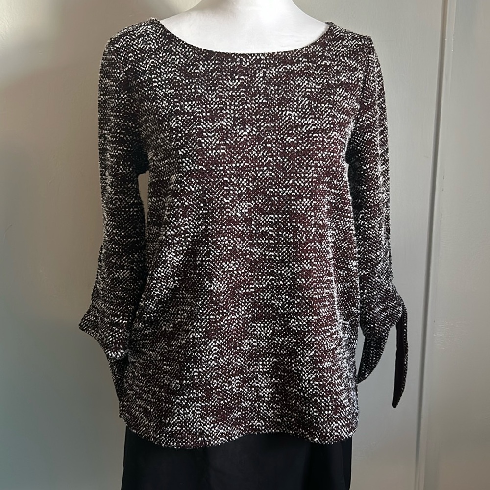 Ann Taylor Factory Women’s Woven Scoop Neck 3/4 Tie Sleeve Blouse